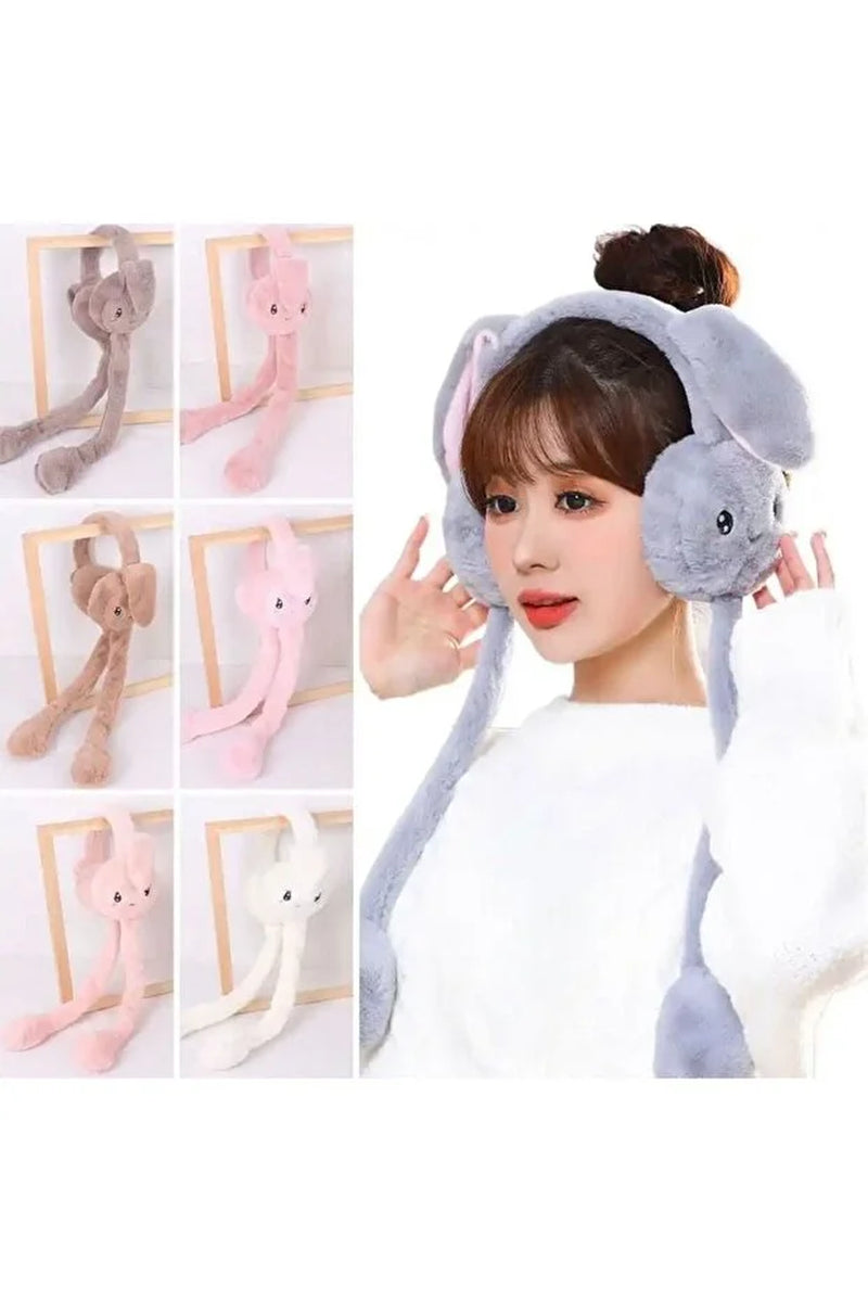 Grey Plush Bunny Ear Moving Headband – Playful Adjustable Rabbit Ears