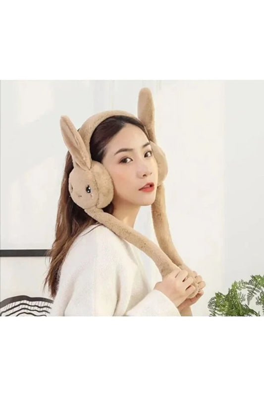 Brown Plush Bunny Ear Moving Headband – Playful Adjustable Rabbit Ears