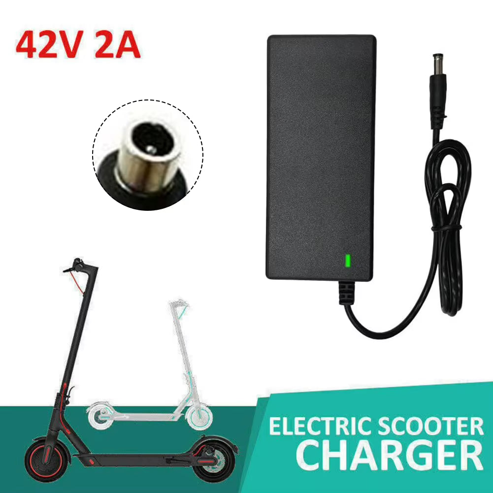 1Pcs Power Adapter AC 100-240V Black DC 42V 2A Electric Scooter Power Adapter Charger US/ EU/ UK Plug for 24-36V Lithium Battery