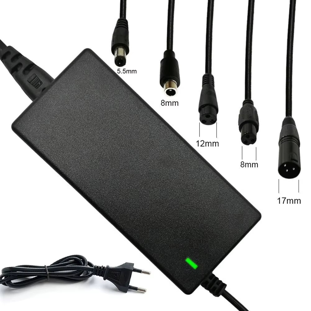 1Pcs Power Adapter AC 100-240V Black DC 42V 2A Electric Scooter Power Adapter Charger US/ EU/ UK Plug for 24-36V Lithium Battery
