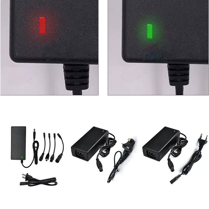1Pcs Power Adapter AC 100-240V Black DC 42V 2A Electric Scooter Power Adapter Charger US/ EU/ UK Plug for 24-36V Lithium Battery