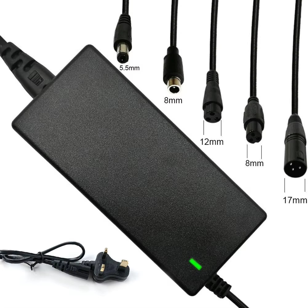 1Pcs Power Adapter AC 100-240V Black DC 42V 2A Electric Scooter Power Adapter Charger US/ EU/ UK Plug for 24-36V Lithium Battery