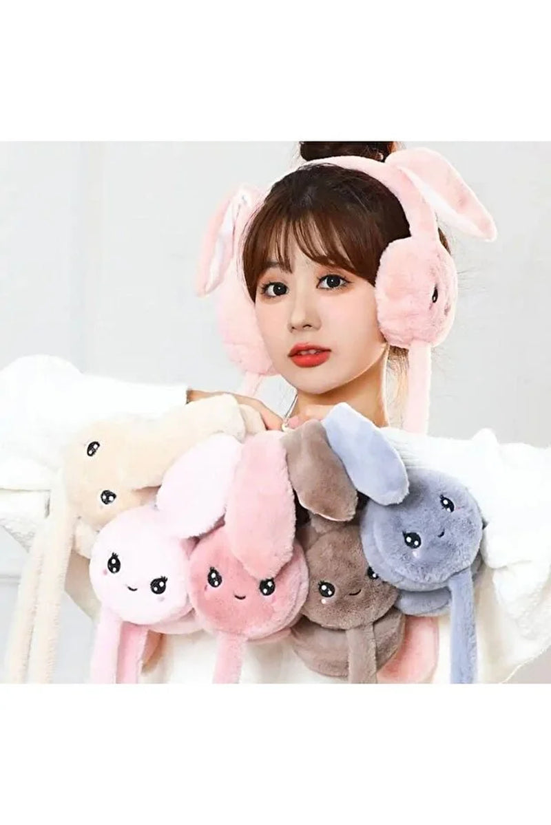 Grey Plush Bunny Ear Moving Headband – Playful Adjustable Rabbit Ears